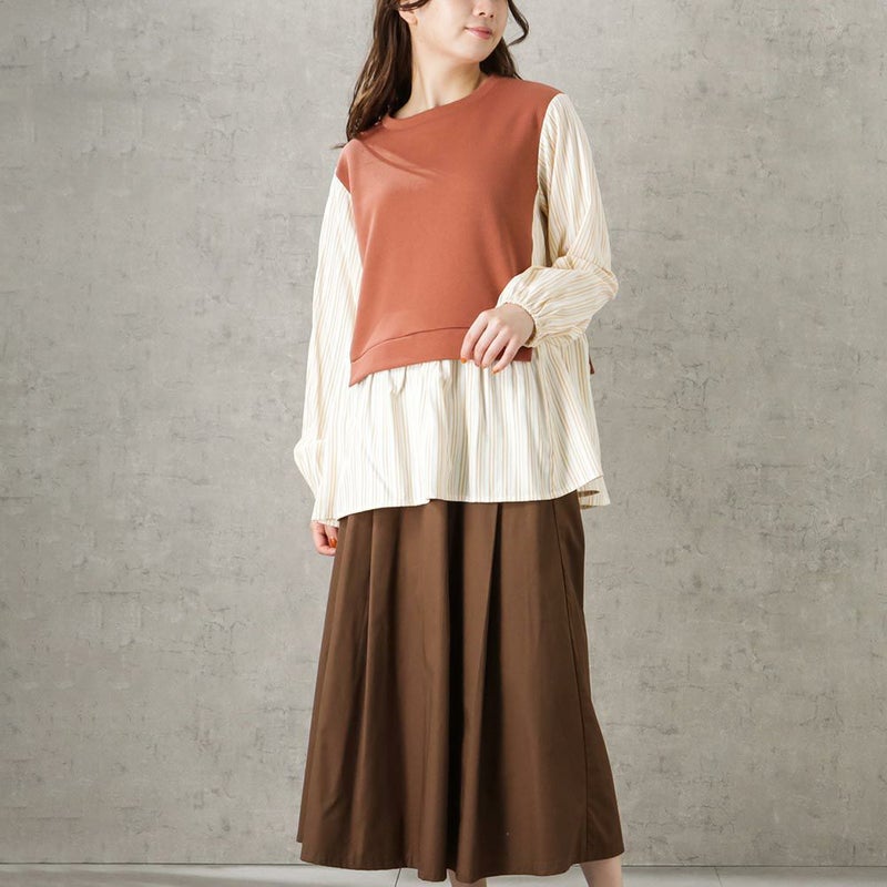 [期間限定価格]NAVY ポンチ素材 マルシェ布帛ドッキングプルオーバー レディース商品画像-8