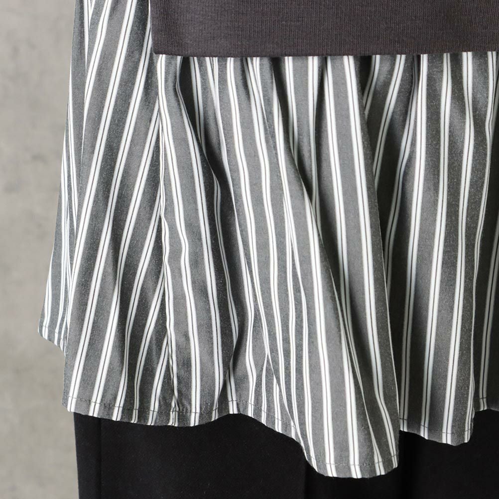 NAVY ポンチ素材 マルシェ布帛ドッキングプルオーバー レディース