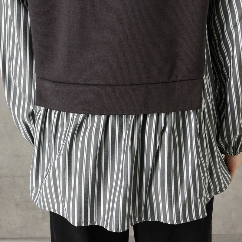 [期間限定価格]NAVY ポンチ素材 マルシェ布帛ドッキングプルオーバー レディース商品画像-16