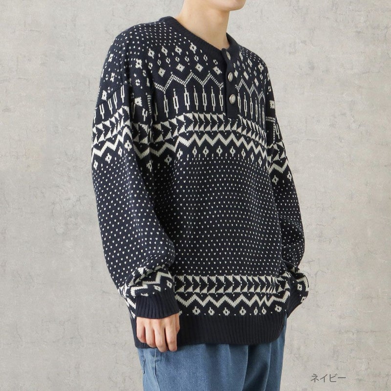 POWER TO THE PEOPLE ヘンリージャカードニット メンズ商品画像-2