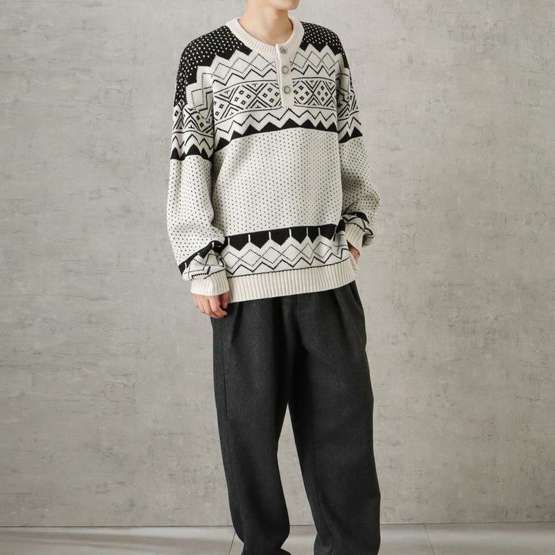 POWER TO THE PEOPLE ヘンリージャカードニット メンズ商品画像-3