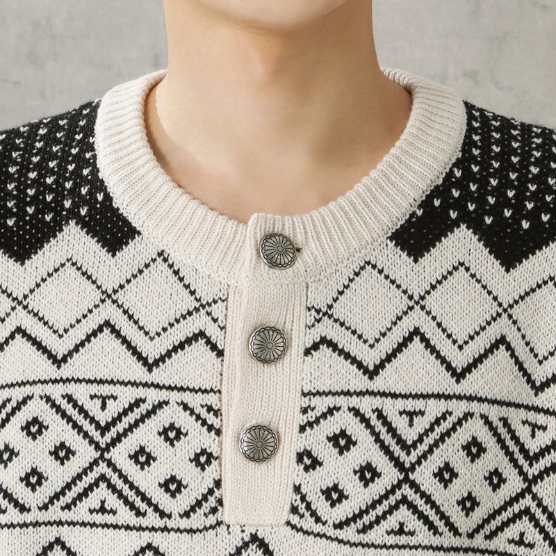 POWER TO THE PEOPLE ヘンリージャカードニット メンズ商品画像-7