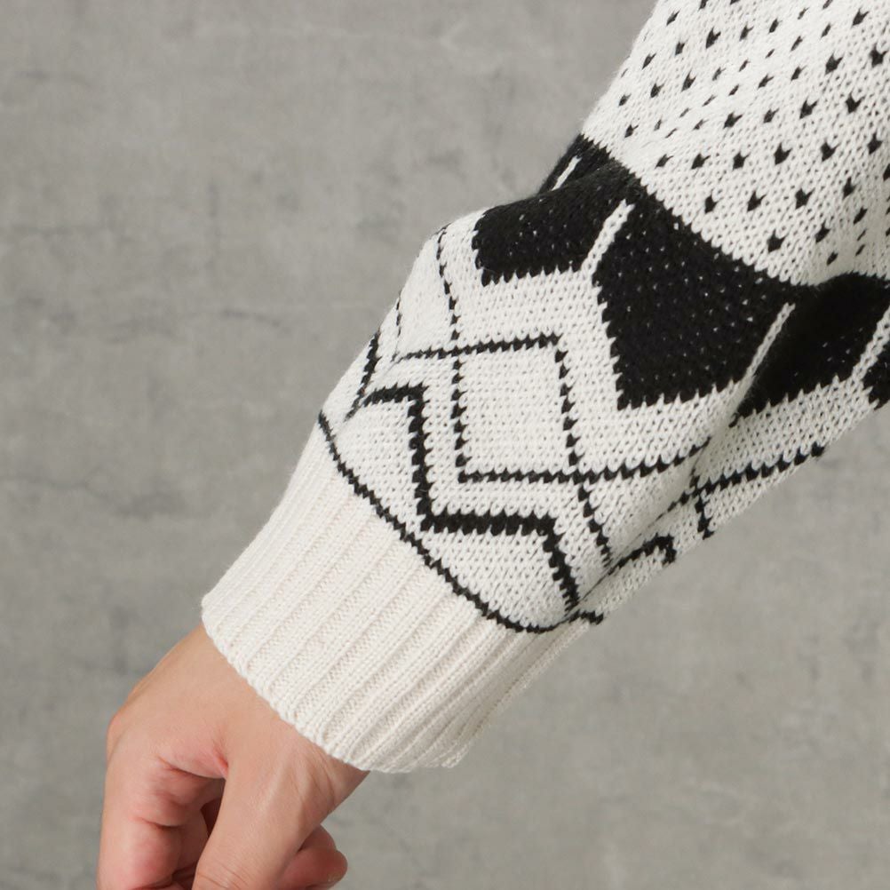 POWER TO THE PEOPLE ヘンリージャカードニット メンズ