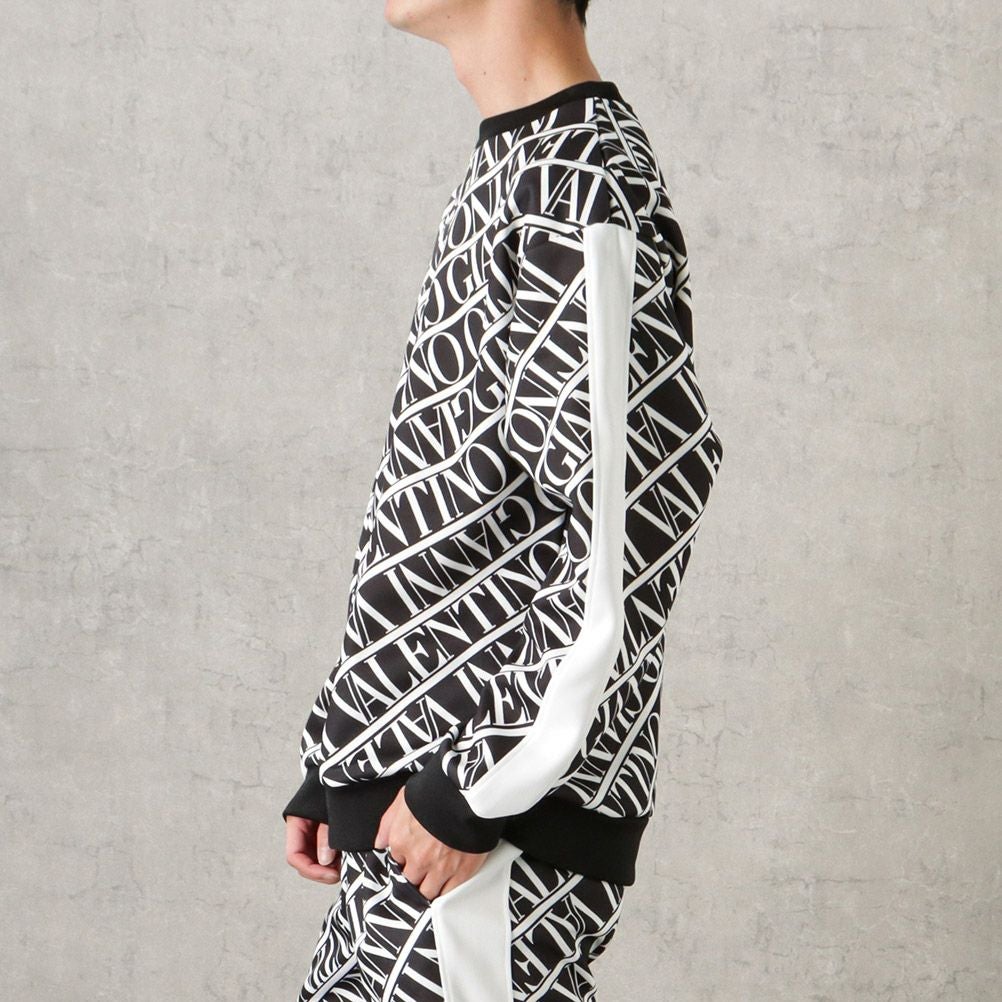 GIANNI VALENTINO ポンチ素材 総柄トレーナー メンズ