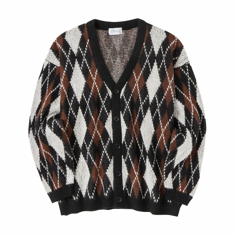 【オンラインストア限定】CREALY 総柄ニットVカーディガン メンズ商品画像-1