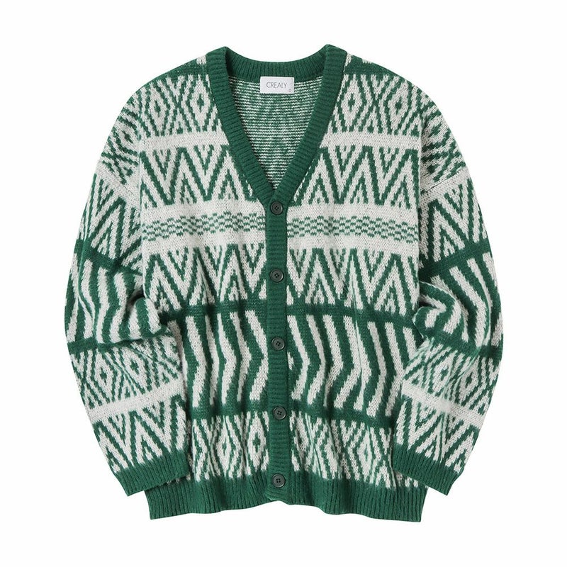 【オンラインストア限定】CREALY 総柄ニットVカーディガン メンズ商品画像-4