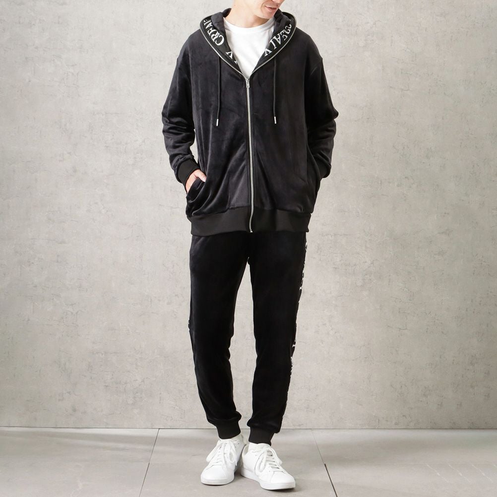 CREALY ベロアフルジップパーカー メンズ