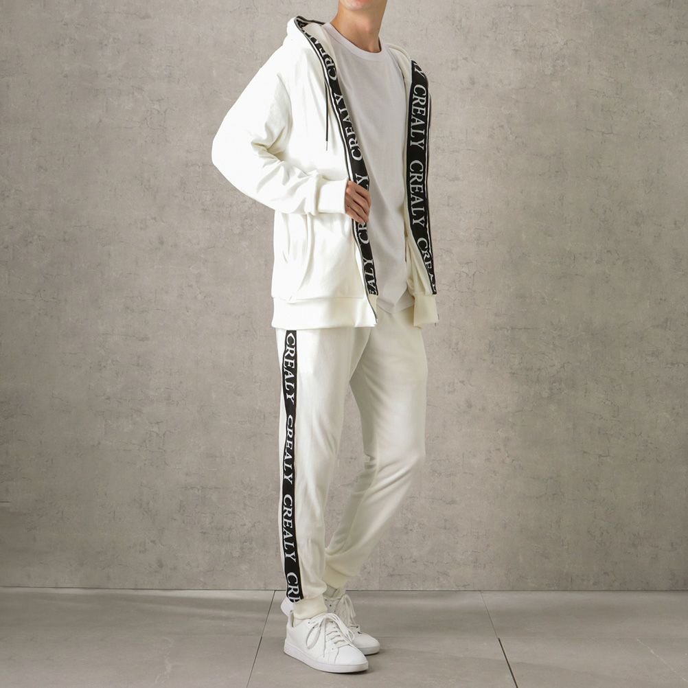 CREALY ベロアフルジップパーカー メンズ