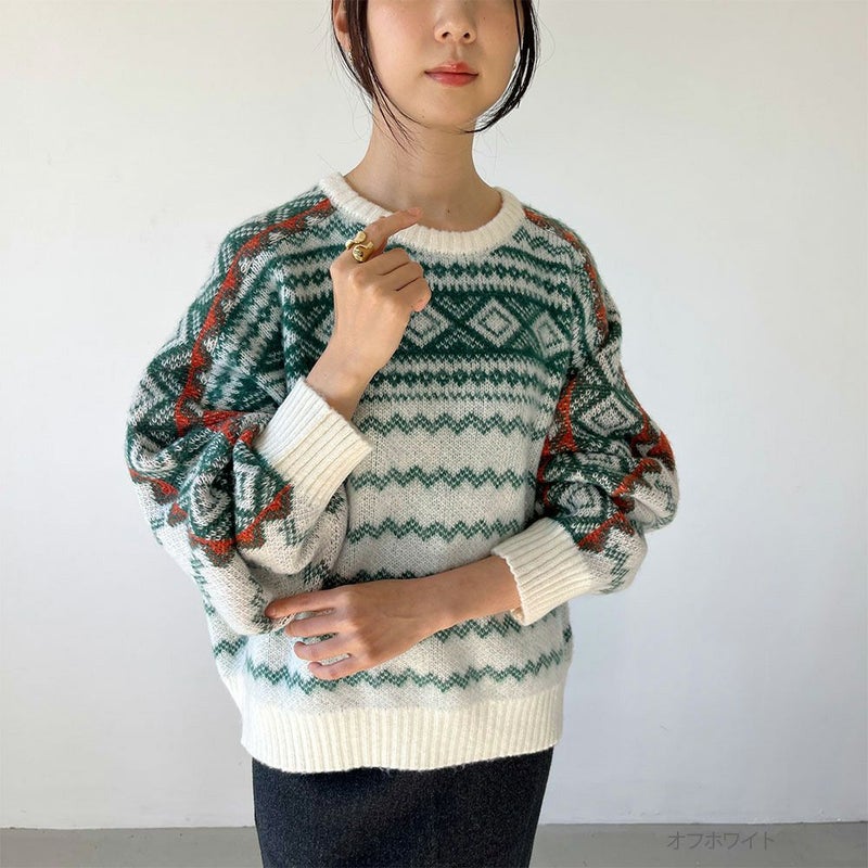 GOOD CREW レトロ柄ニット レディース商品画像-1