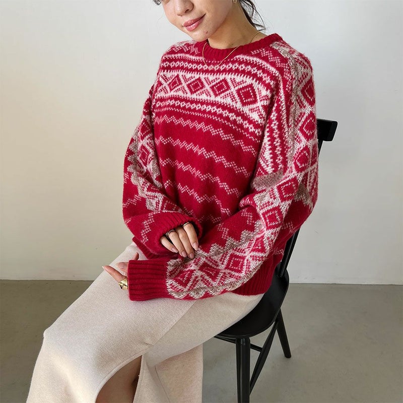 [期間限定knit]GOOD CREW  レトロ柄ニット レディース商品画像-9