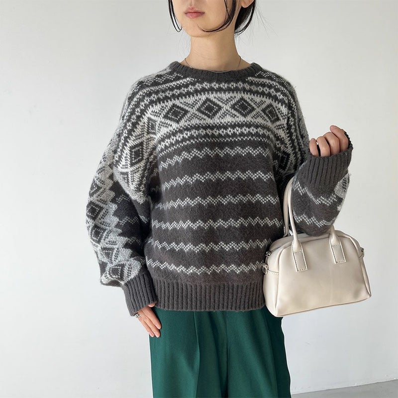[期間限定knit]GOOD CREW  レトロ柄ニット レディース商品画像-12