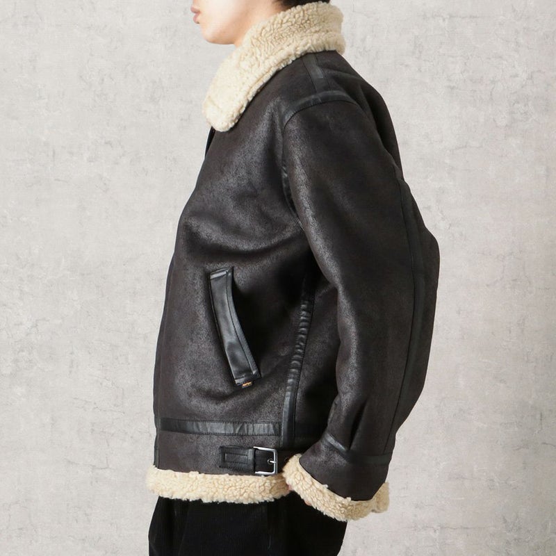 ALPHA B-3 フェイクムートンジャケット メンズ商品画像-4