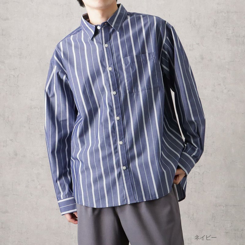 NAVY オーバーストライプシャツ メンズ商品画像-6