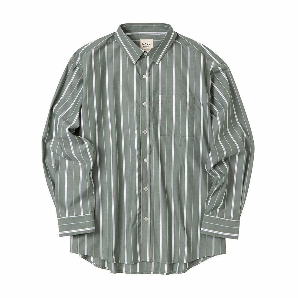 NAVY オーバーストライプシャツ メンズ