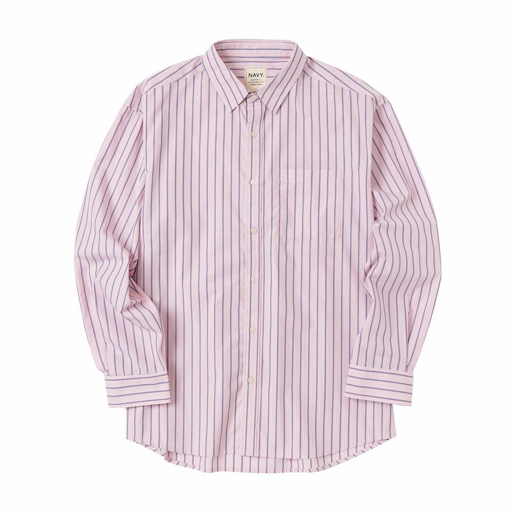 NAVY オーバーストライプシャツ メンズ