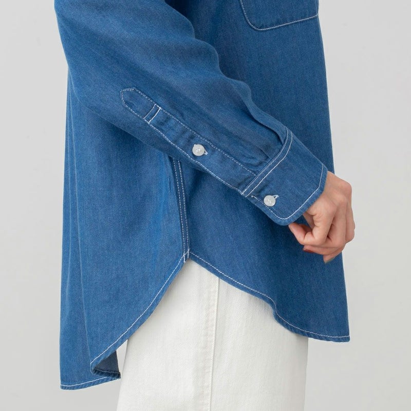 NAVY  リヨセルデニムセミワイドシャツ レディース商品画像-8