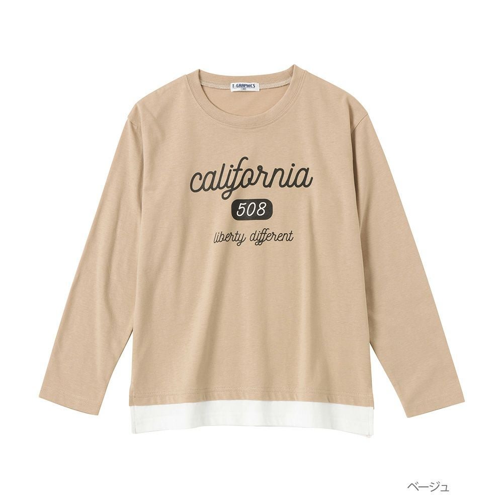 T-GRAPHICS 裾フェイクレイヤードロングスリーブTシャツ キッズ ネコポス 対応商品