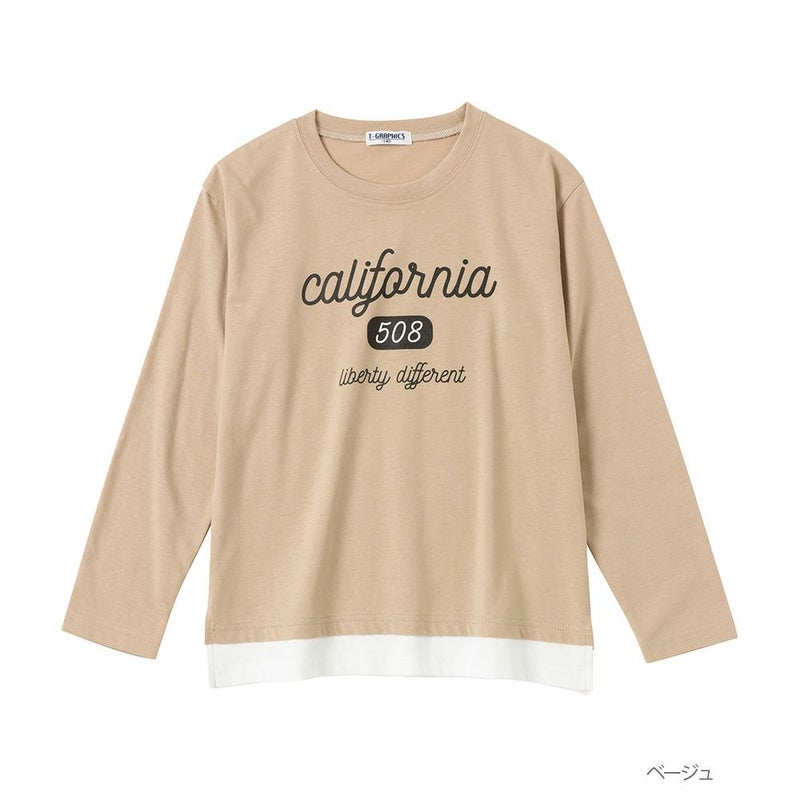 T-GRAPHICS 裾フェイクレイヤードロングスリーブTシャツ キッズ メール便 対応商品商品画像-1