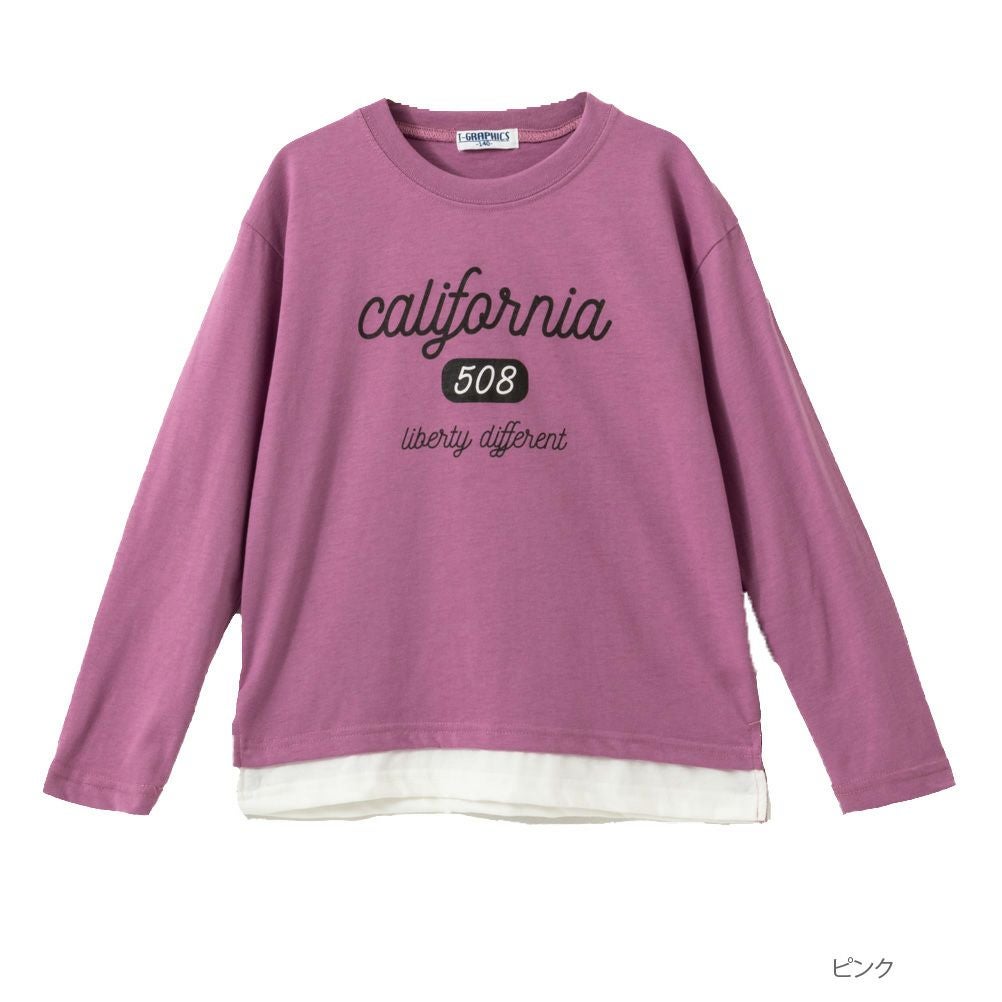 T-GRAPHICS 裾フェイクレイヤードロングスリーブTシャツ キッズ ネコポス 対応商品