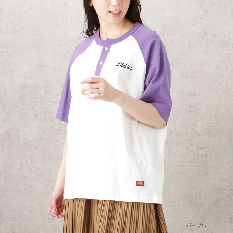 Dickies 袖配色ヘンリーネックTシャツ レディース メール便 対応商品商品画像-4