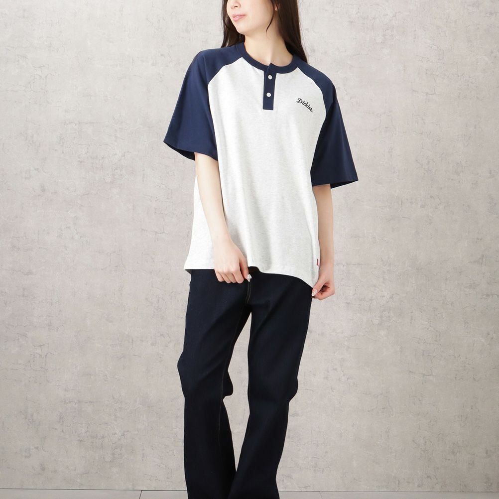 Dickies 袖配色ヘンリーネックTシャツ レディース ネコポス 対応商品