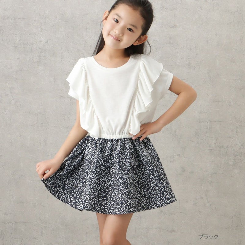 NAVY 花柄コンビワンピース キッズ商品画像-1