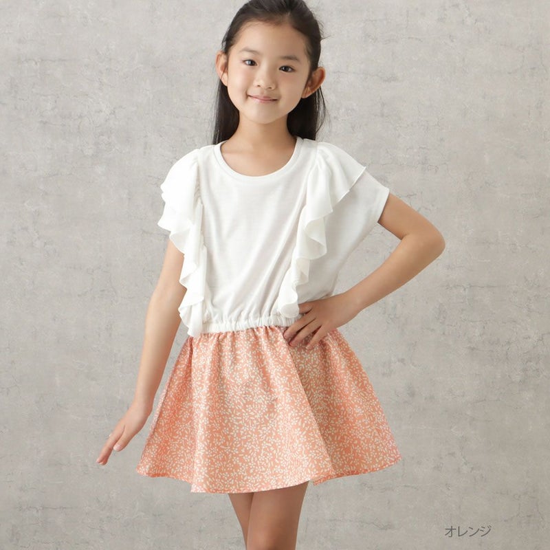 NAVY 花柄コンビワンピース キッズ商品画像-2