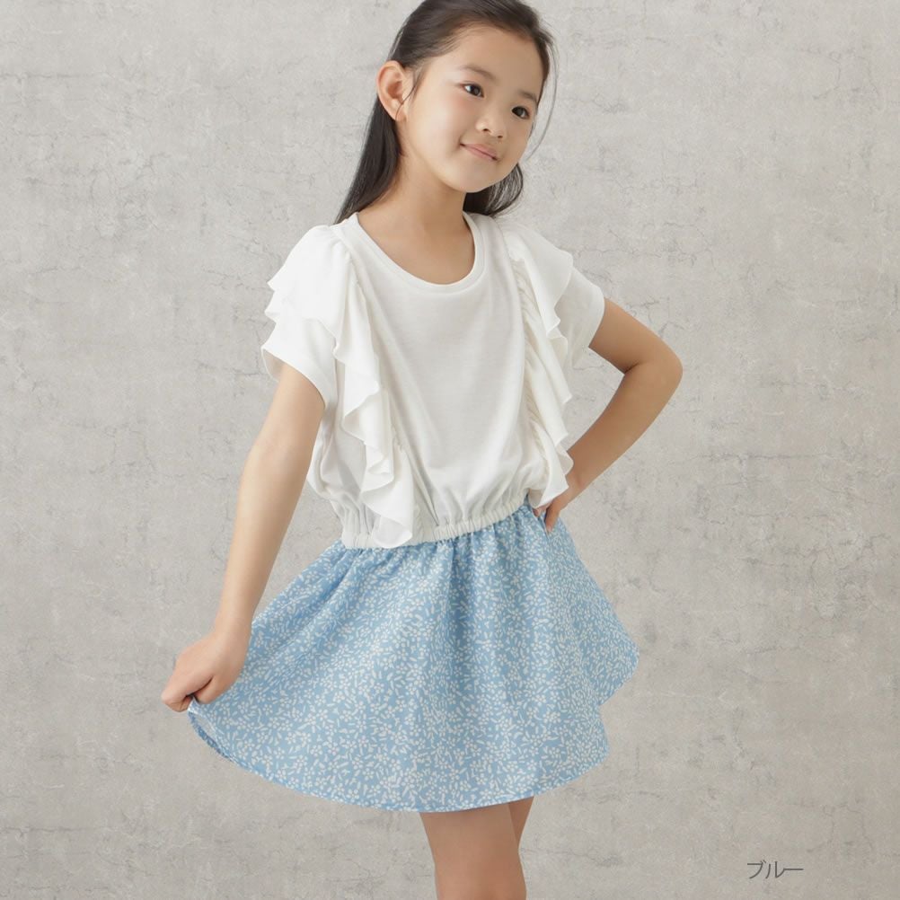 NAVY 花柄コンビワンピース キッズ