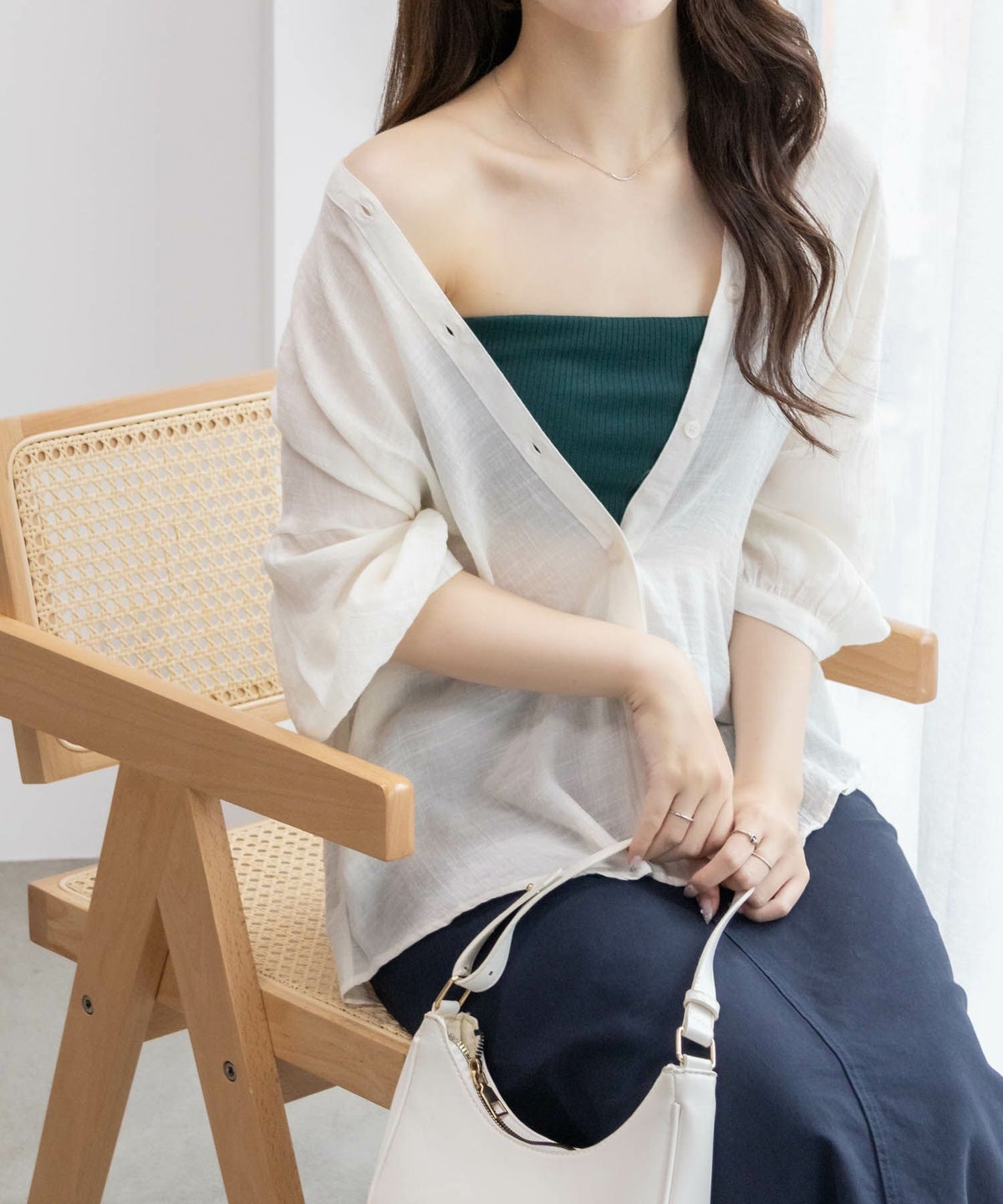 NAVY カップ付きバンドゥ レディース