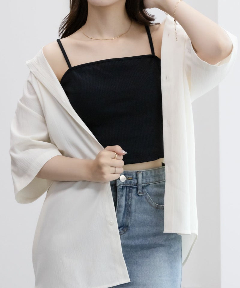 NAVY カップ付きクロップドキャミソール レディース商品画像-1