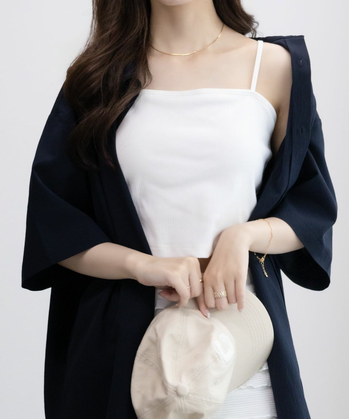 NAVY カップ付きクロップドキャミソール レディース