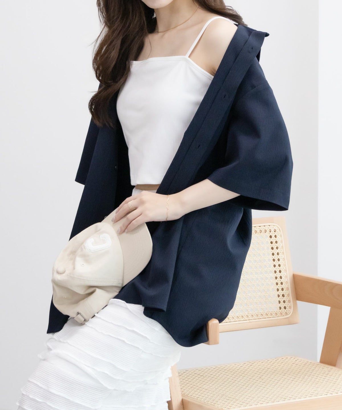 NAVY カップ付きクロップドキャミソール レディース