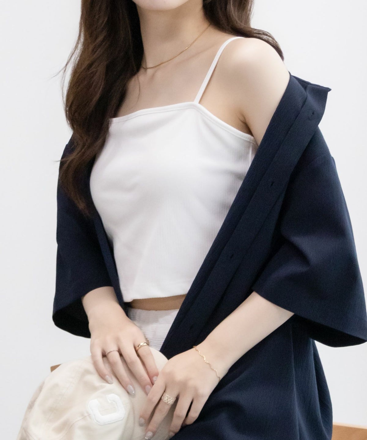 NAVY カップ付きクロップドキャミソール レディース