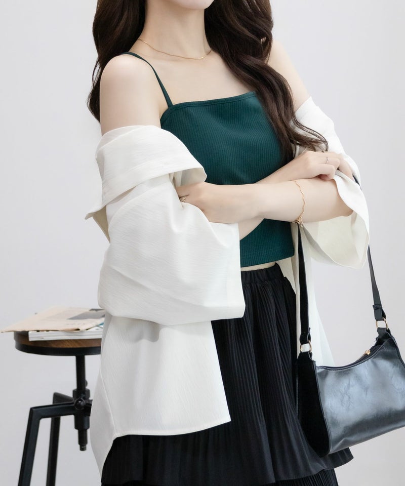 NAVY カップ付きクロップドキャミソール レディース商品画像-14