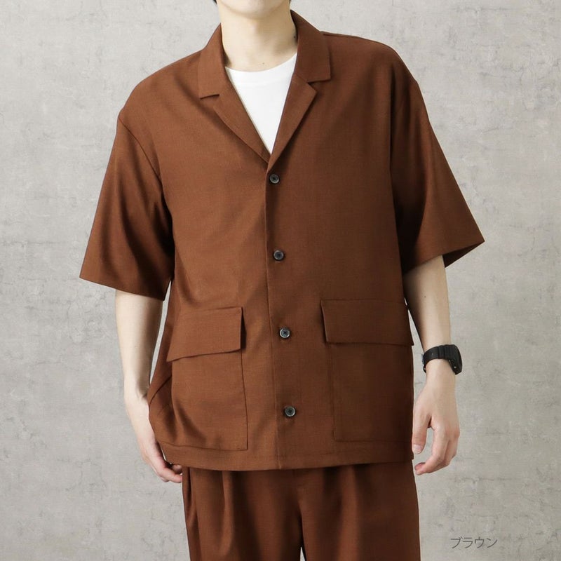 URBAN COLLECTION リネンライクポリエステル 半袖シャツ メンズ商品画像-1