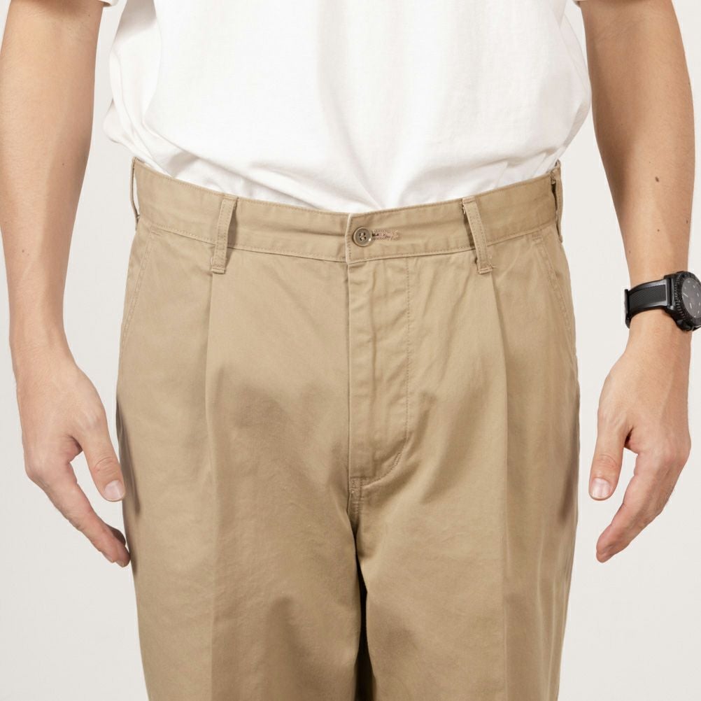 EDWIN KHAKIS タックテーパードチノパンツ メンズ