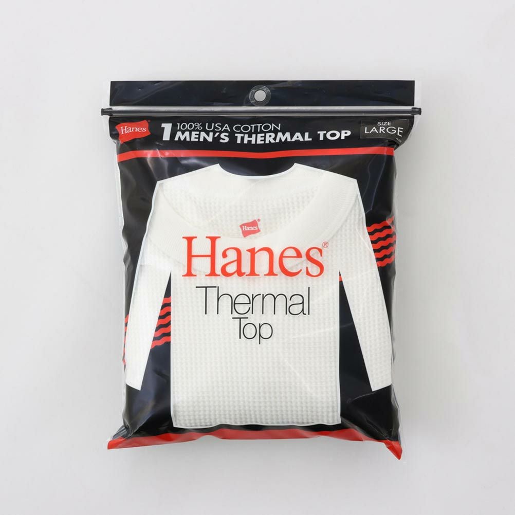 Hanes サーマルクルーネックロングスリーブTシャツ メンズ ネコポス 対応商品
