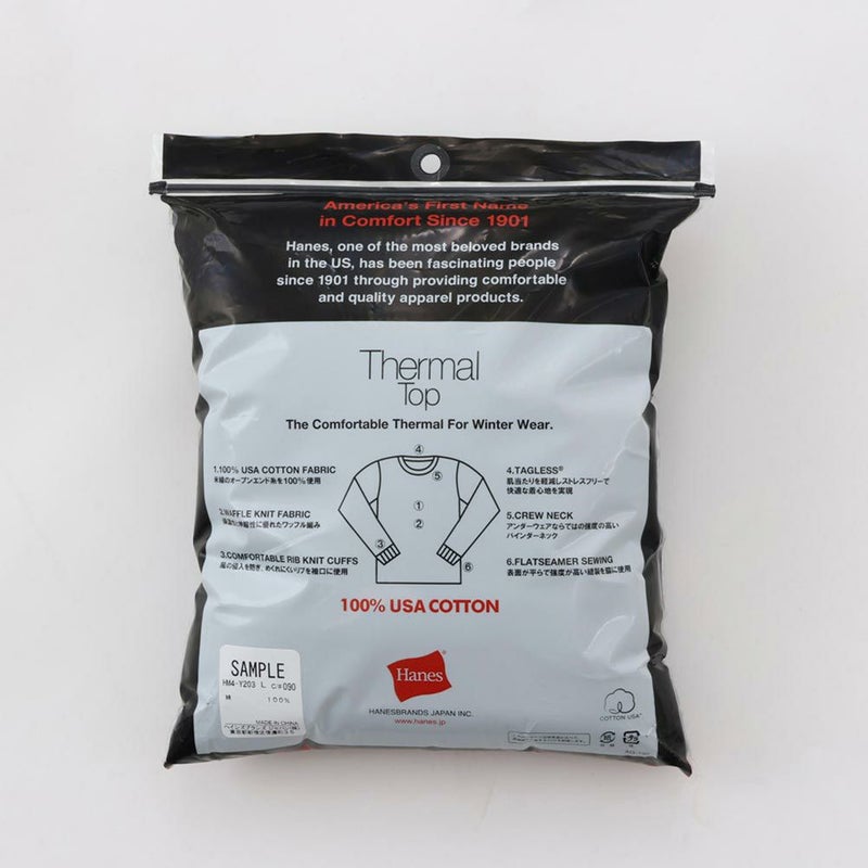 Hanes  サーマルクルーネックロングスリーブTシャツ メンズ商品画像-6