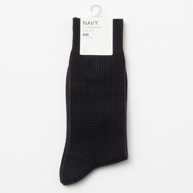 NAVY  ワッフル編みクルーソックス メンズ商品画像-7