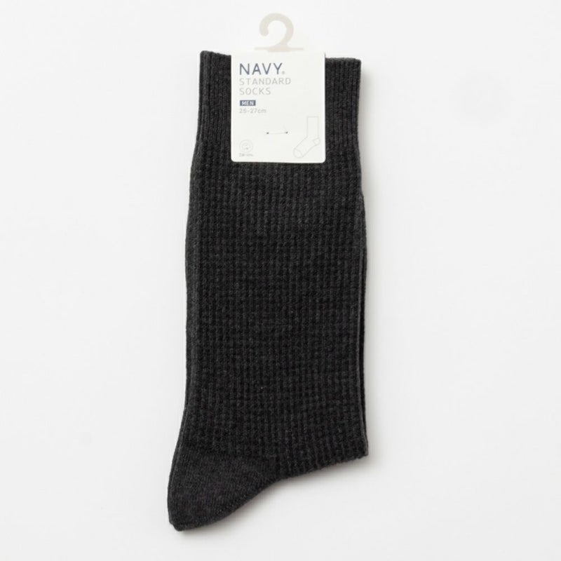 NAVY  ワッフル編みクルーソックス メンズ商品画像-8