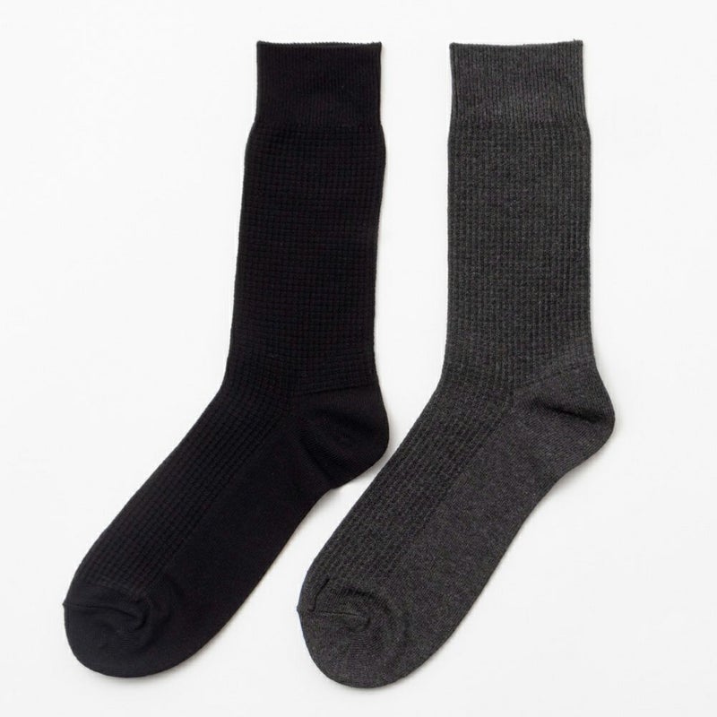 NAVY  ワッフル編みクルーソックス メンズ商品画像-9