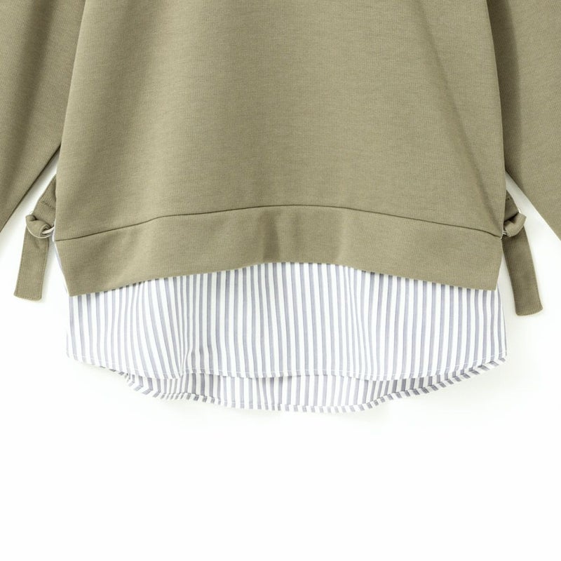 [期間限定価格]NAVY ポンチ素材 時短シャツ切り替えラウンドプルオーバー レディース商品画像-12