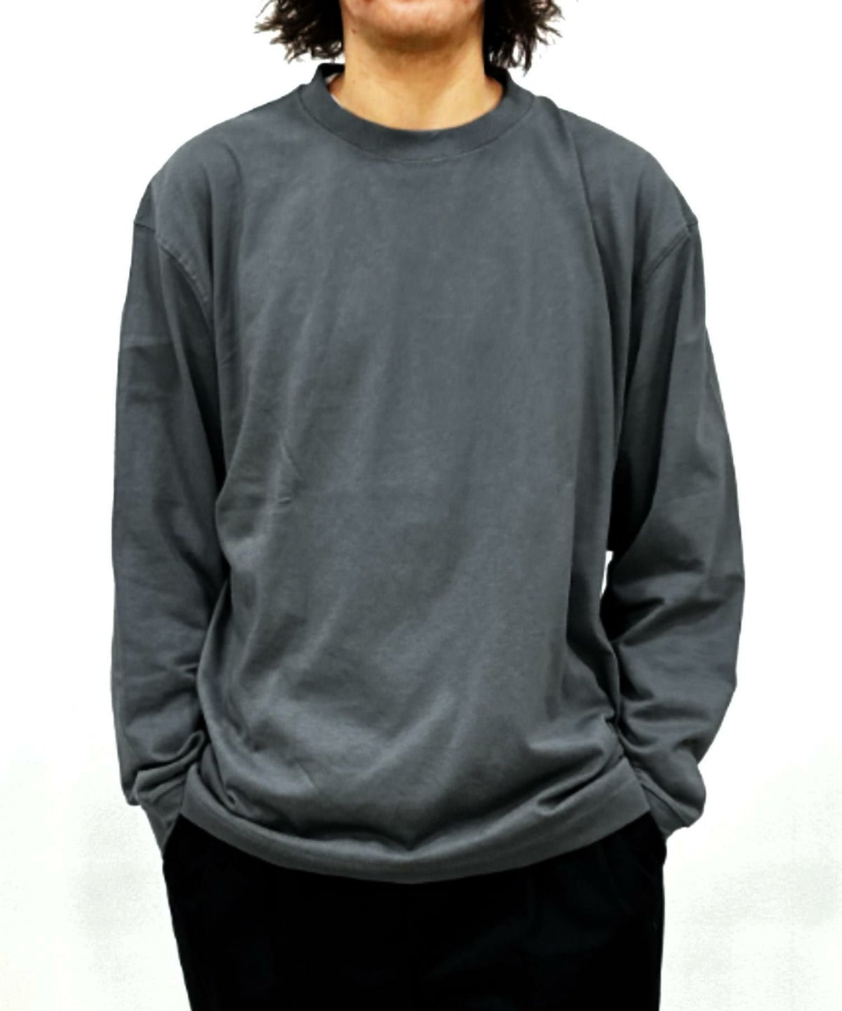 NAVY USコットン 無地長袖Tシャツ メンズ