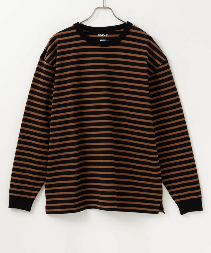 NAVY  USコットン100％ ボーダー長袖Tシャツ メンズ商品画像-4