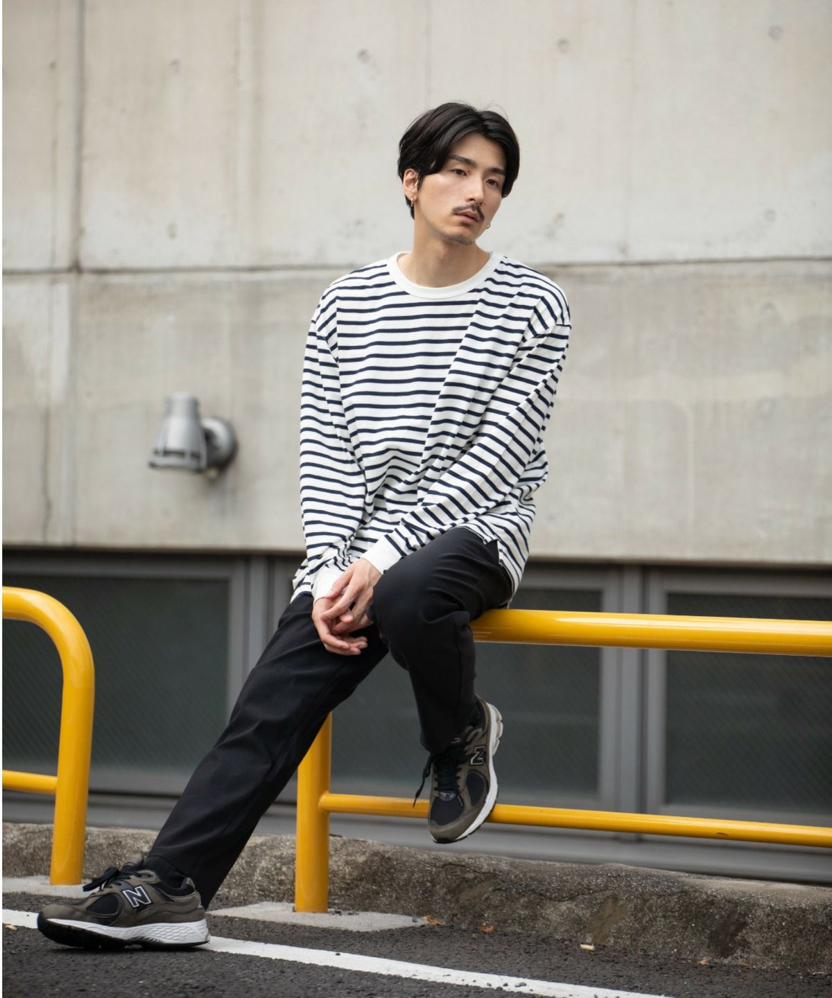 NAVY USコットン ボーダー長袖Tシャツ メンズ