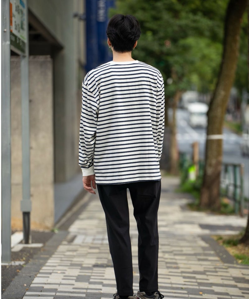 NAVY USコットン100% ボーダー長袖Tシャツ メンズ商品画像-12