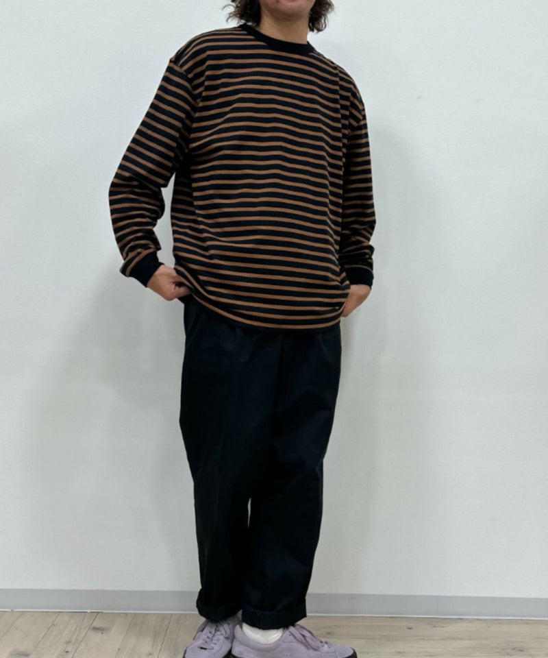 NAVY  USコットン100％ ボーダー長袖Tシャツ メンズ商品画像-16