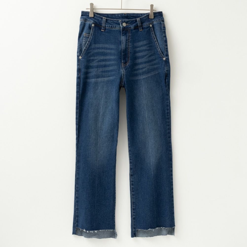 NAVY GOOD STYLE JEANS 裾フリンジセミフレアパンツ レディース