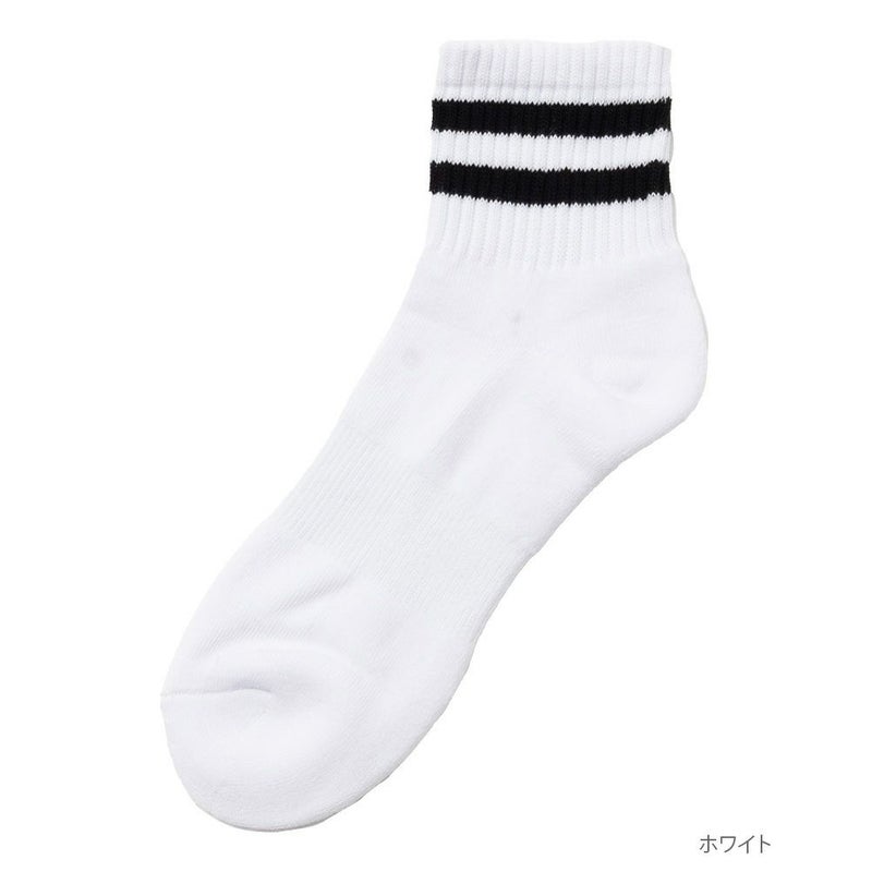 NAVY クォーターソックス ライン柄 メンズ商品画像-1