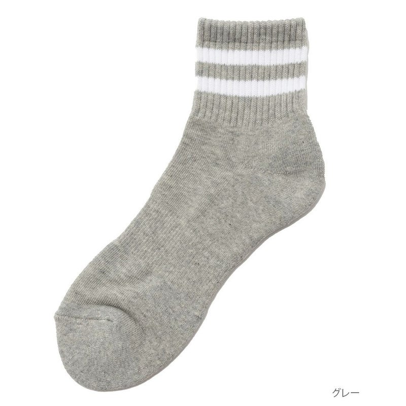 NAVY クォーターソックス ライン柄 メンズ商品画像-2